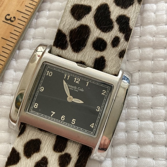 Kenneth Cole NY square face watch with genuine leather pony hair strap - Picture 4 of 9